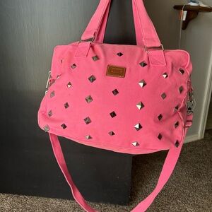 PINK Victoria’s Secret  Studded canvas duffel bag large hot pink
